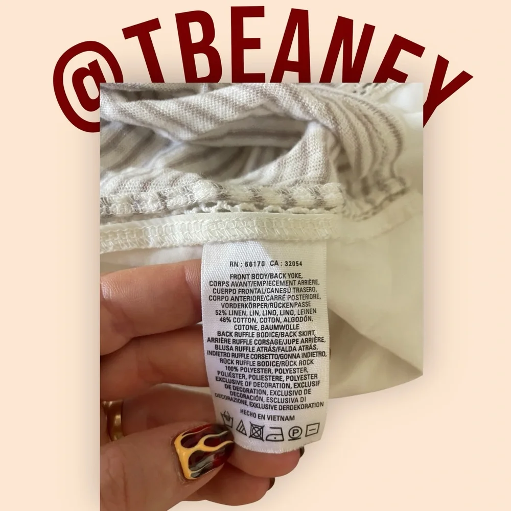 Anthropologie Striped Short Sleeve Top in Cream and Gray - Picture 4 of 8